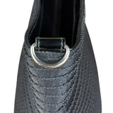 Gucci Vintage Black Ribbed Bamboo Top Handle Bag