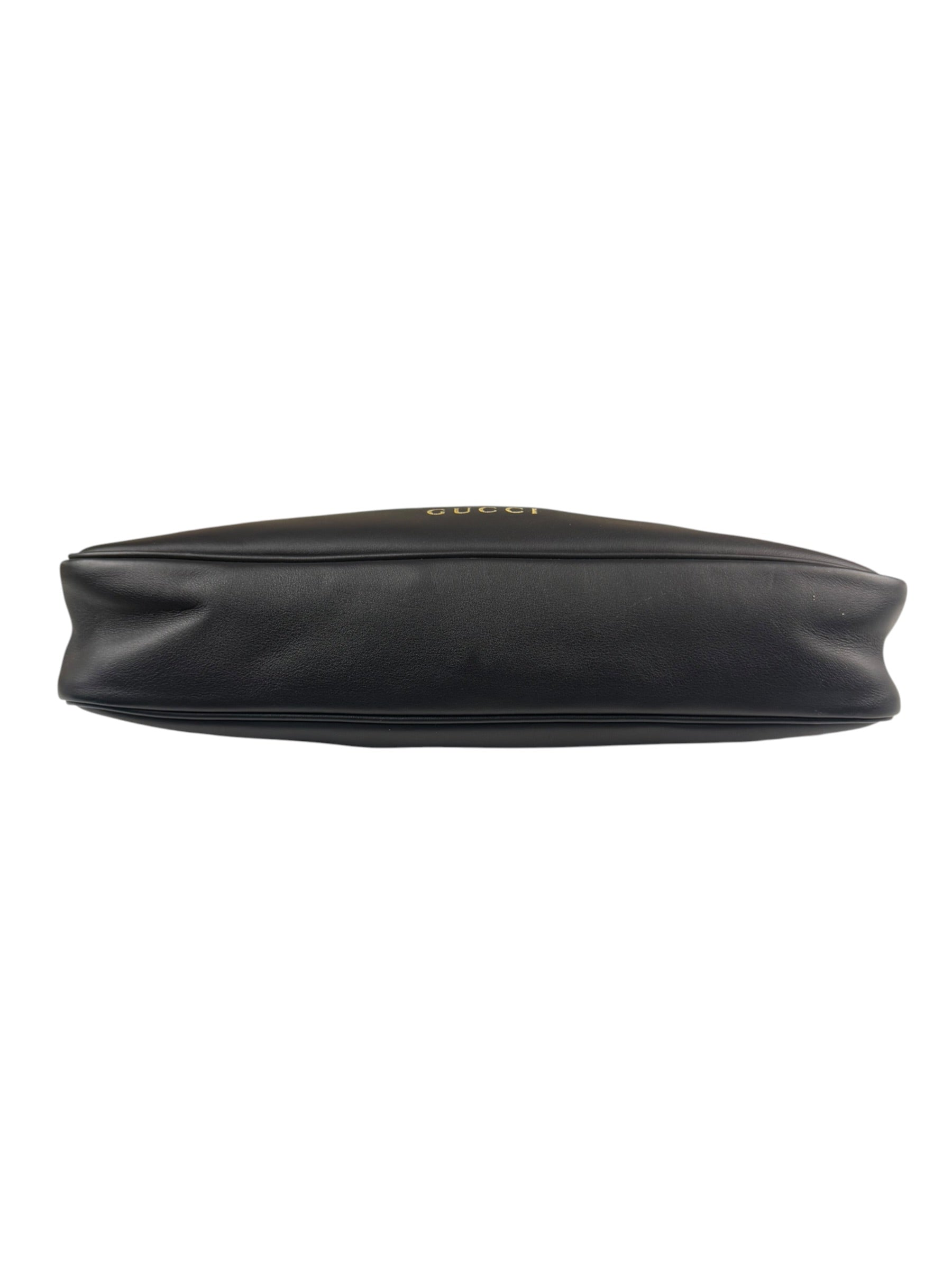 Gucci Black Leather GG Emblem Hobo Bag