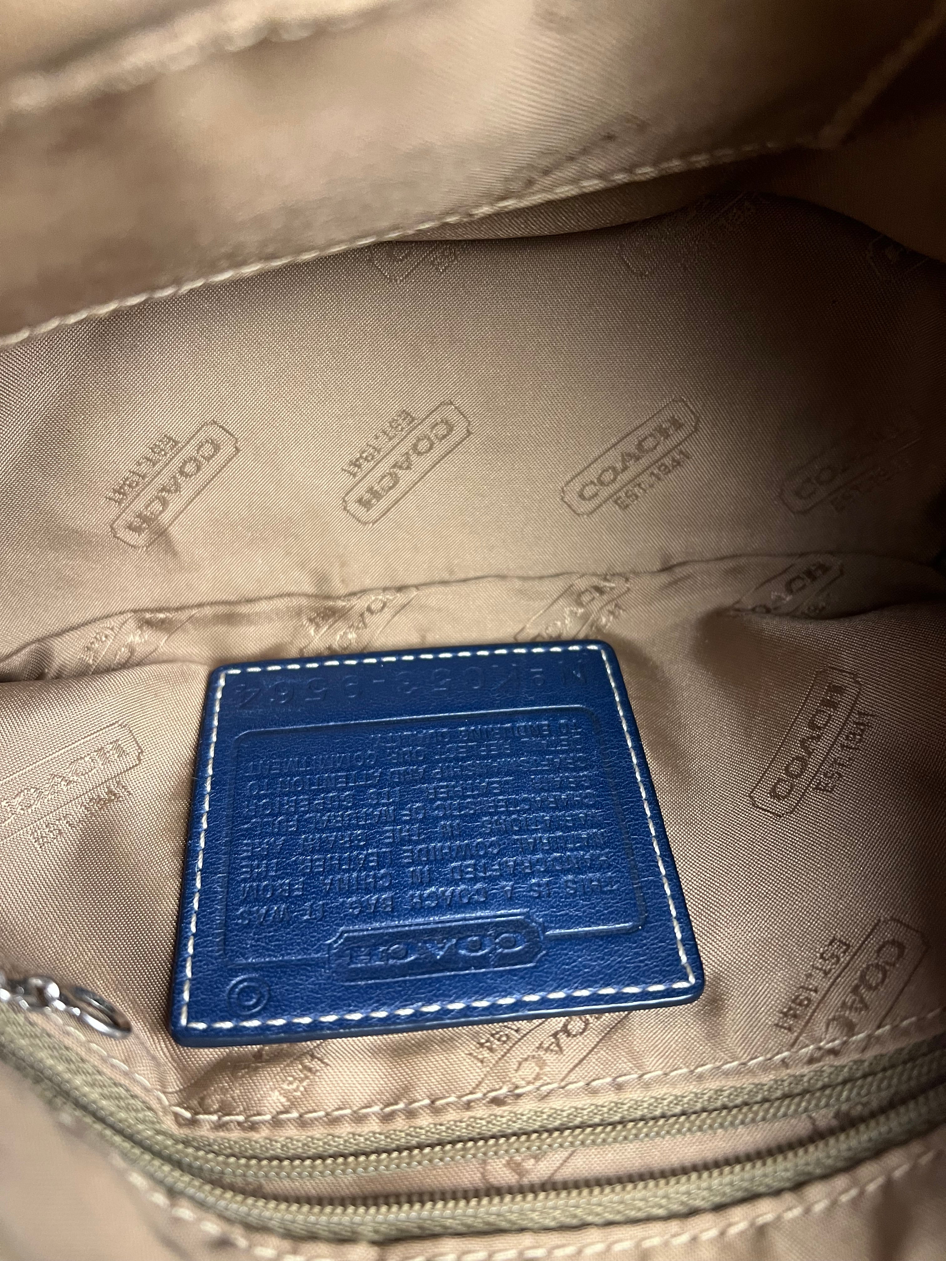 Coach Leather Shoulder Bag Navy/White