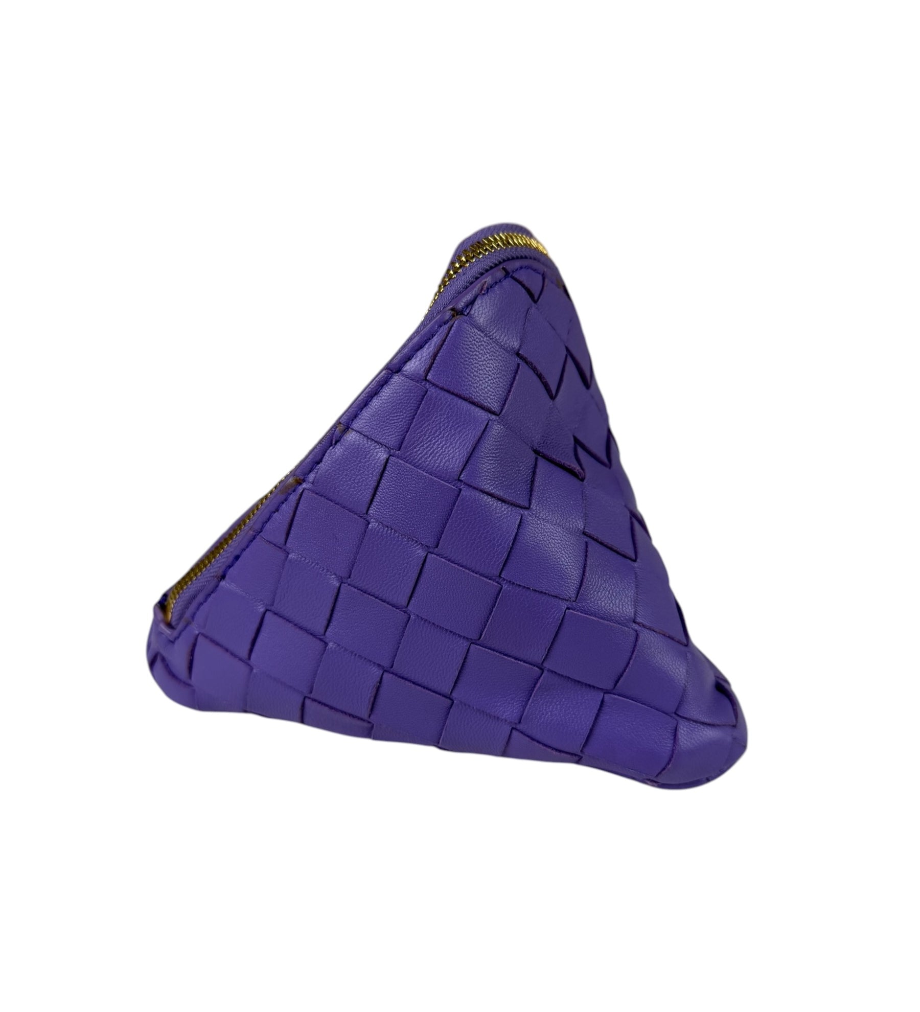 Bottega Veneta Purple Leather Nano Pyramid Pouch