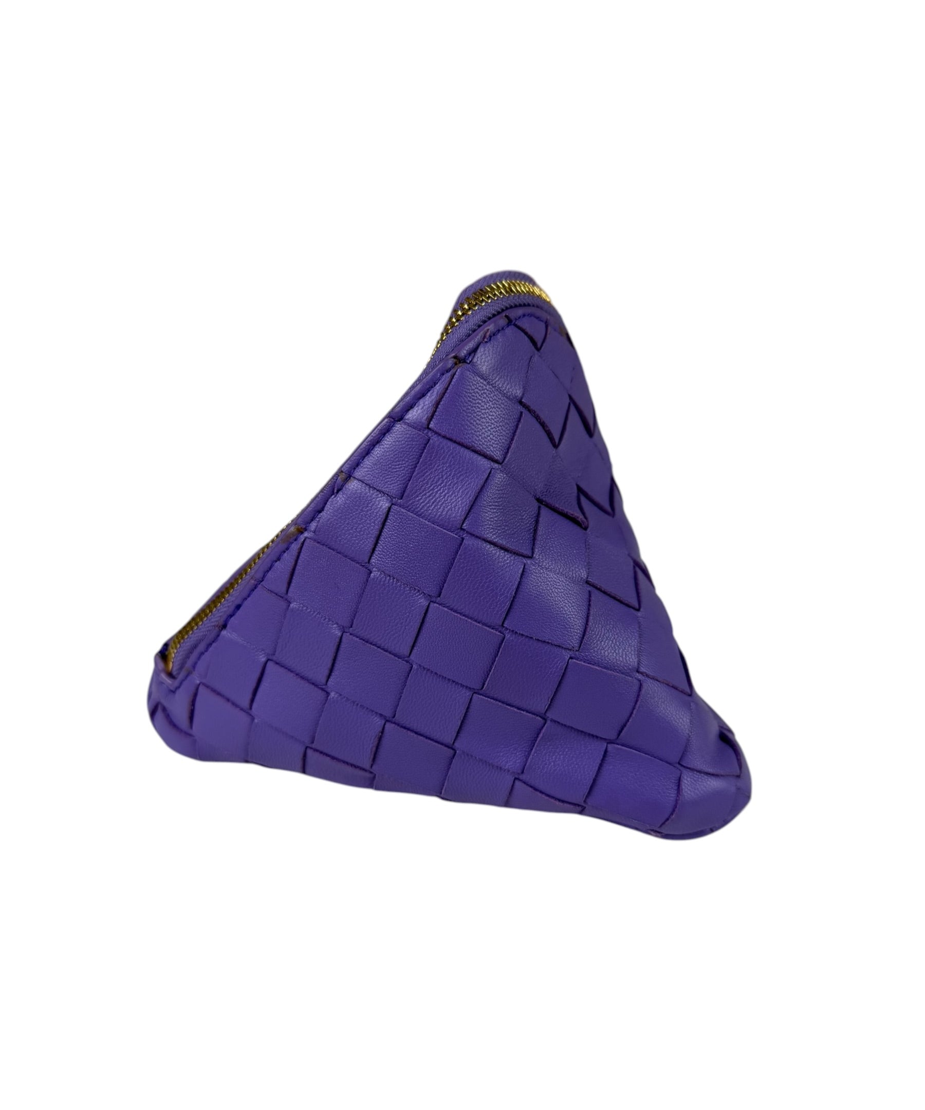 Bottega Veneta Purple Leather Nano Pyramid Pouch