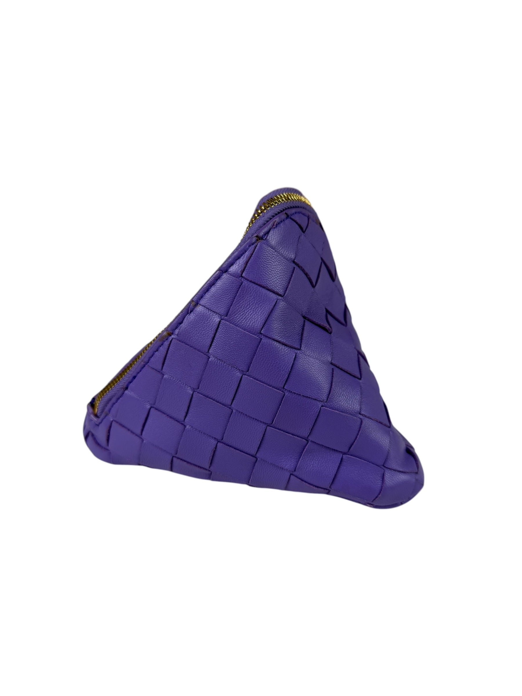 Bottega Veneta Purple Leather Nano Pyramid Pouch