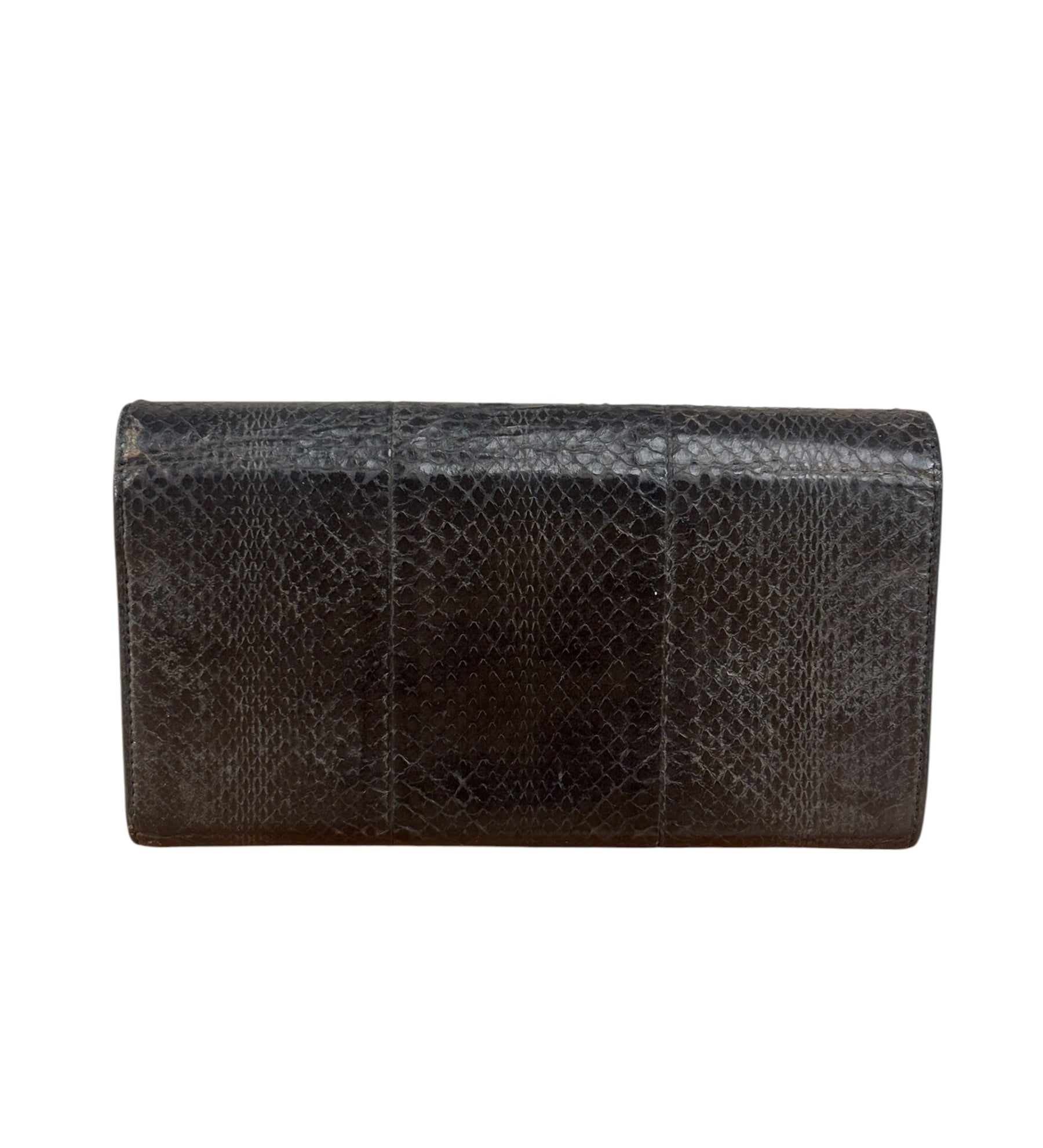 Yves Saint Laurent Black Python Embossed Wallet
