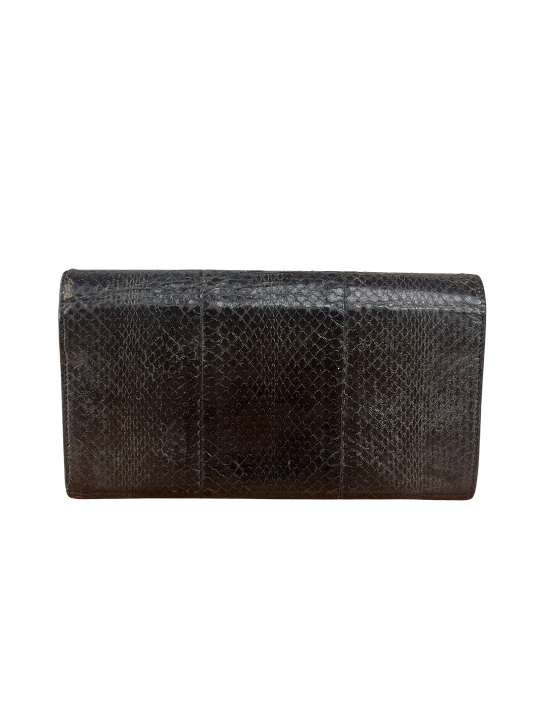 Yves Saint Laurent Black Python Embossed Wallet