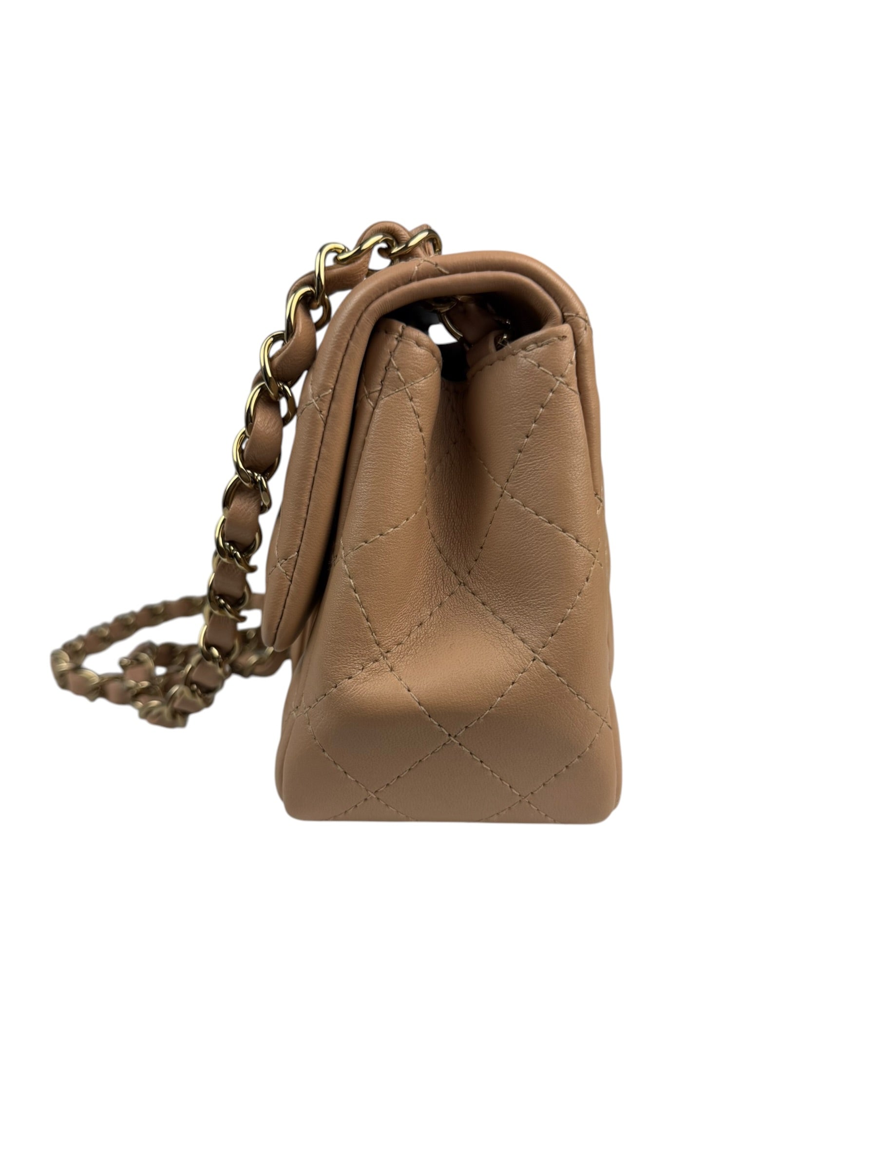 Chanel Beige Quilted Lambskin Mini Flap Bag 2023