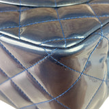 Chanel Perl Glossy Blue Quilted Patent Leather Double Flap Bag 2012