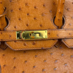 Hermes Birkin 35 Ostrich Leather Handbag Gold Hardware