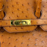 Hermes Birkin 35 Ostrich Leather Handbag Gold Hardware