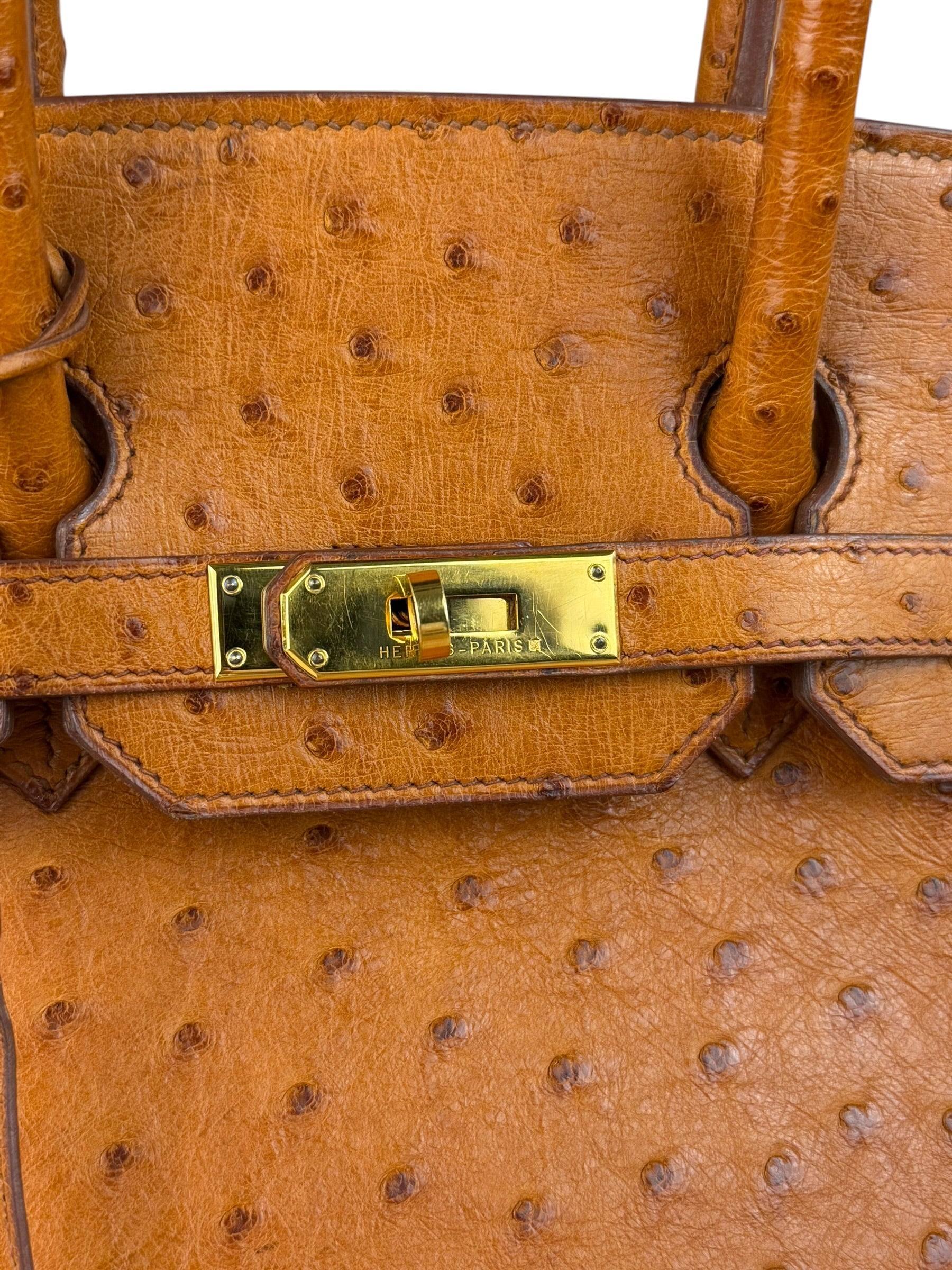 Hermes Birkin 35 Ostrich Leather Handbag Gold Hardware