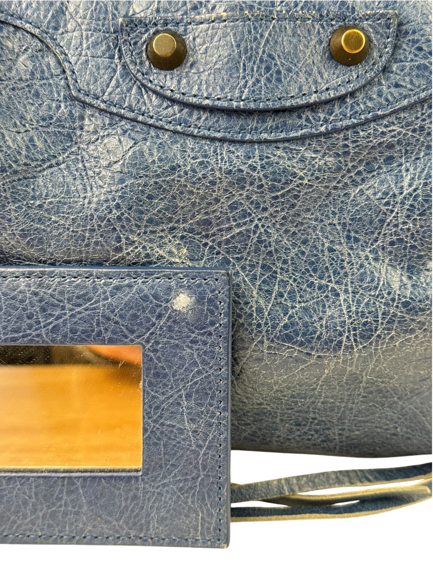 Balenciaga Navy Leather Moto Work Two-Way Bag