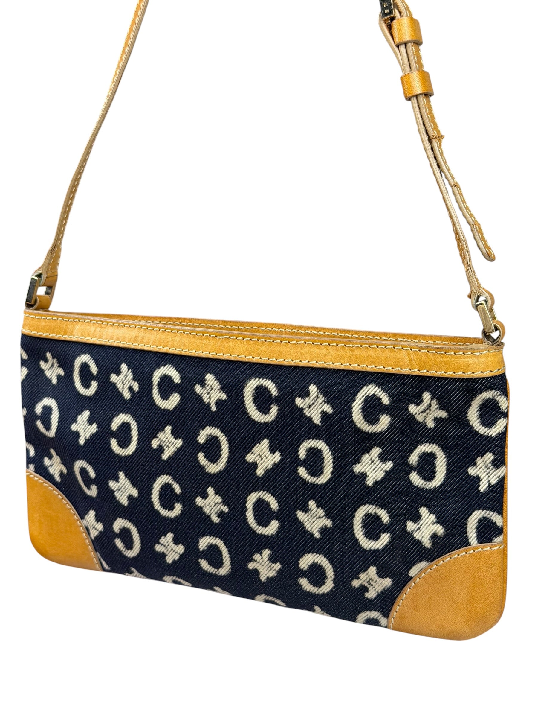 Celine Navy Denim/Leather Trim C Macadam Pochette