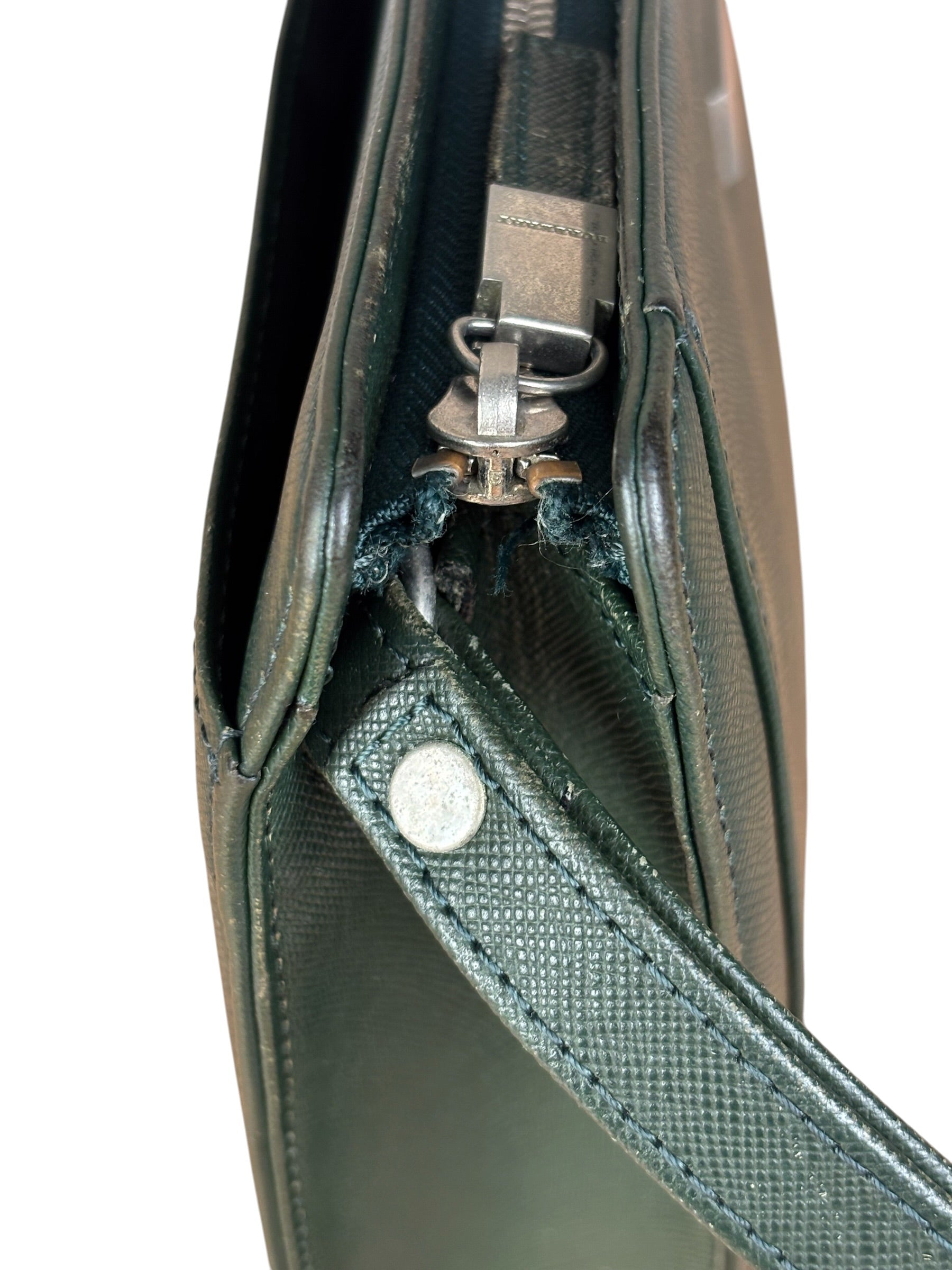 Burberry Dark Green Saffiano Leather Clutch