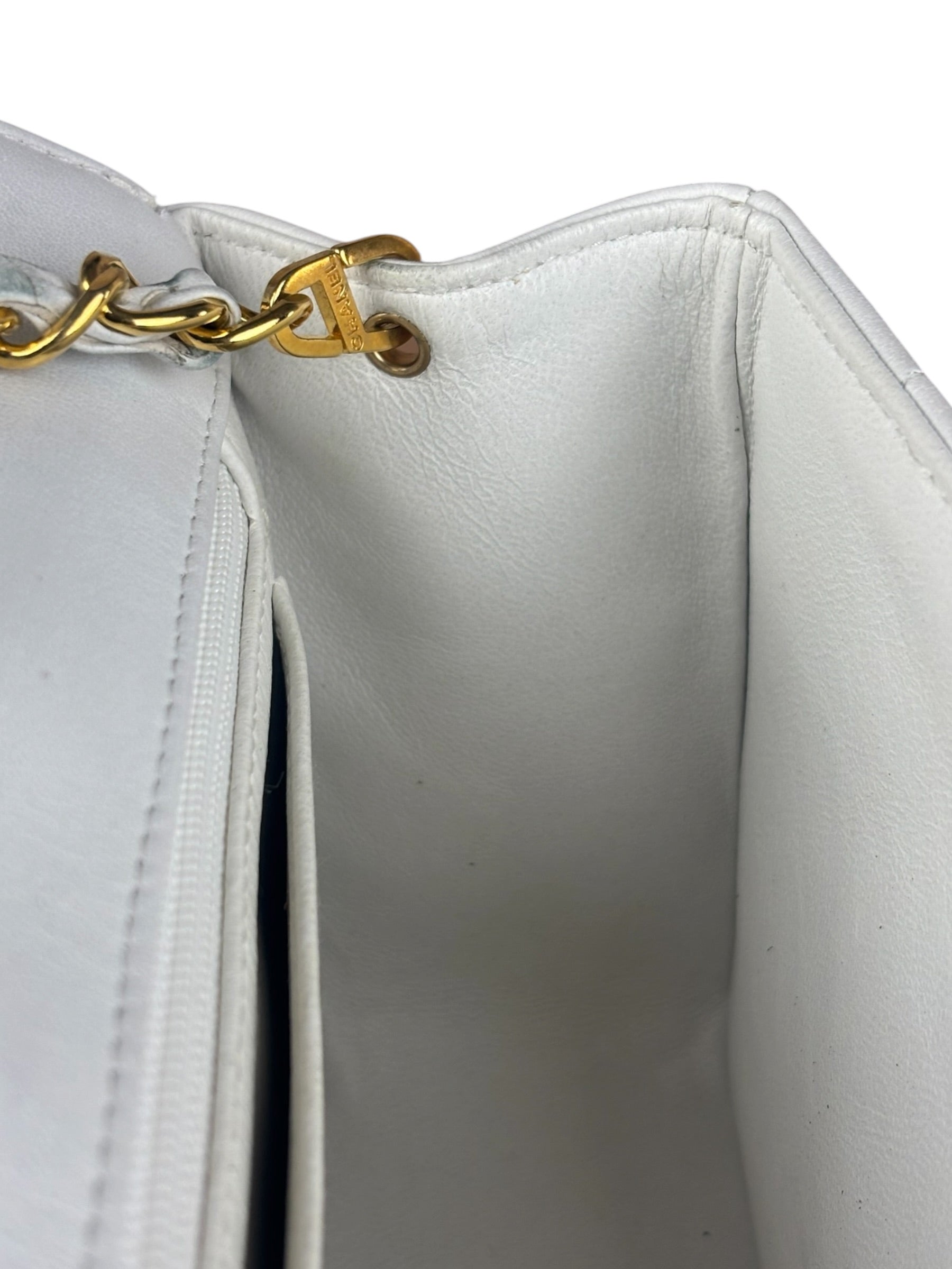 Chanel White Lambskin Diana Bijoux Flap 1992