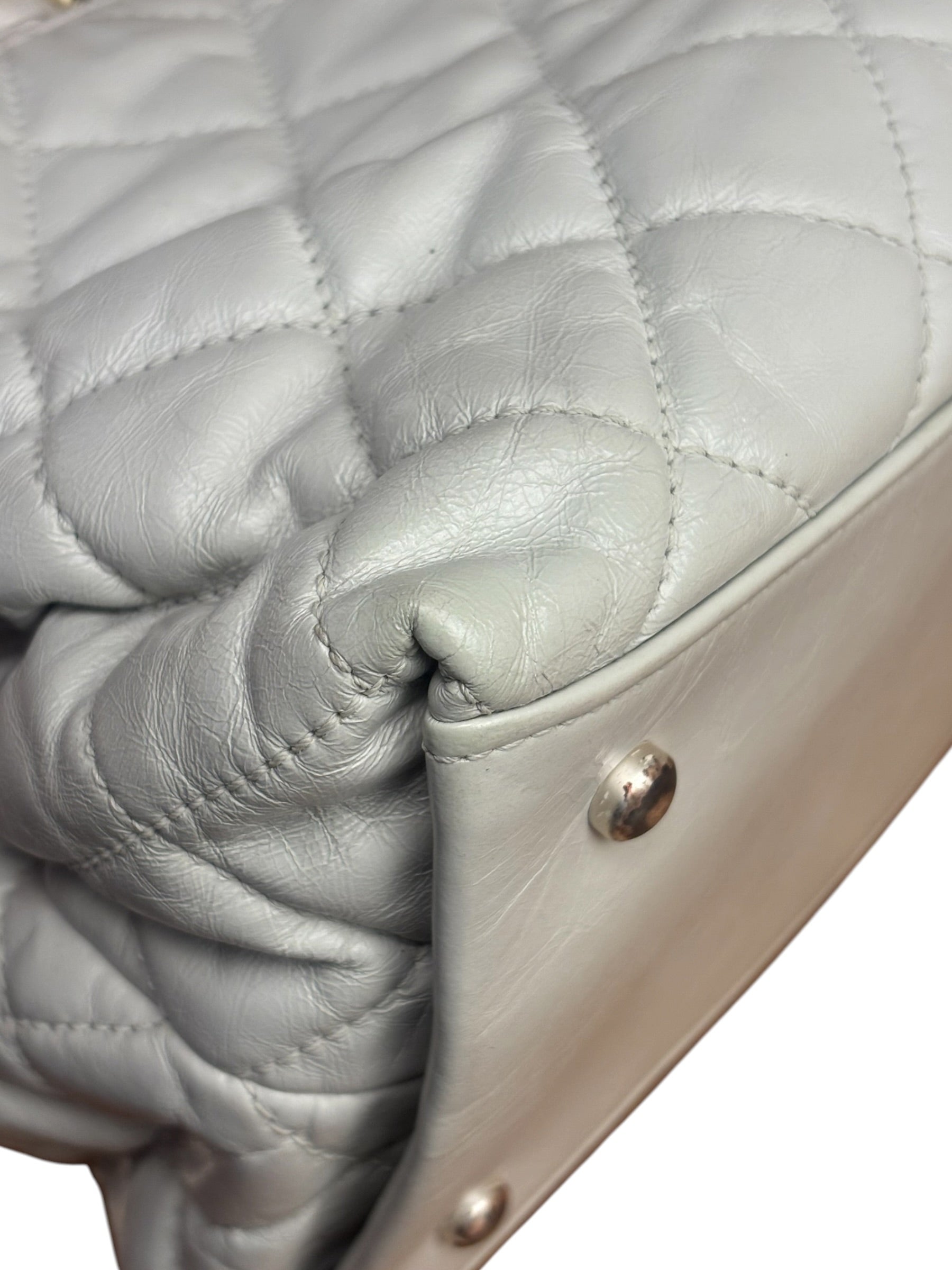 Chanel Vintage White Quilted Leather Chain Me Tote 2010