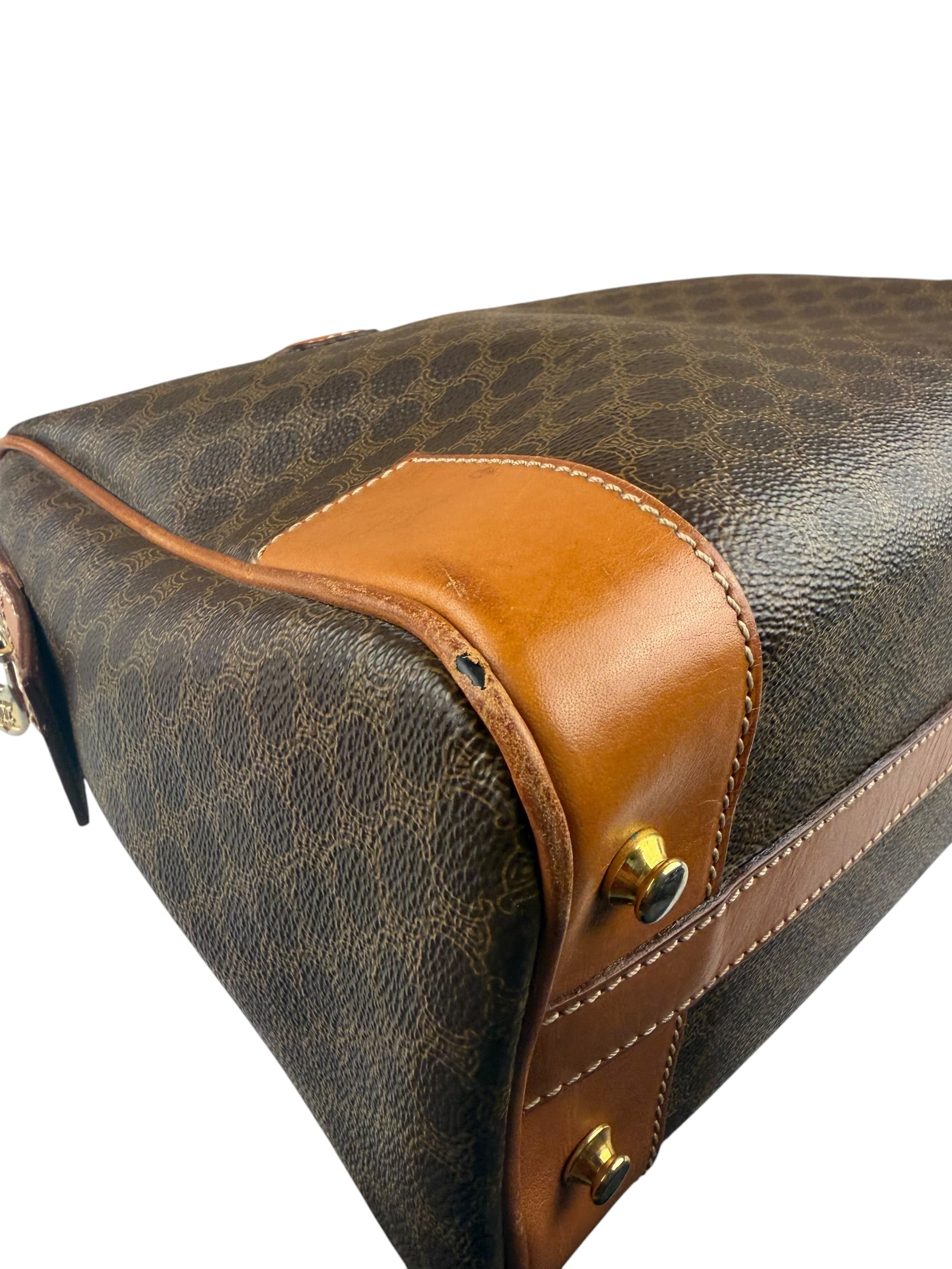 Celine Vintage Macadam Canvas Boston Bag