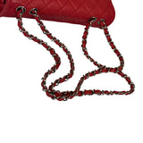 Chanel Red Quilted Caviar Leather Flap Bag 2008