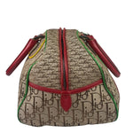 Christian Dior Vintage Beige/Brown Leather Trim Rasta Bowler Bag