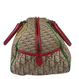 Christian Dior Vintage Beige/Brown Leather Trim Rasta Bowler Bag