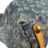 Louis Vuitton Vintage Denim Leather Trim Monogram Baggy Hobo Bag PM