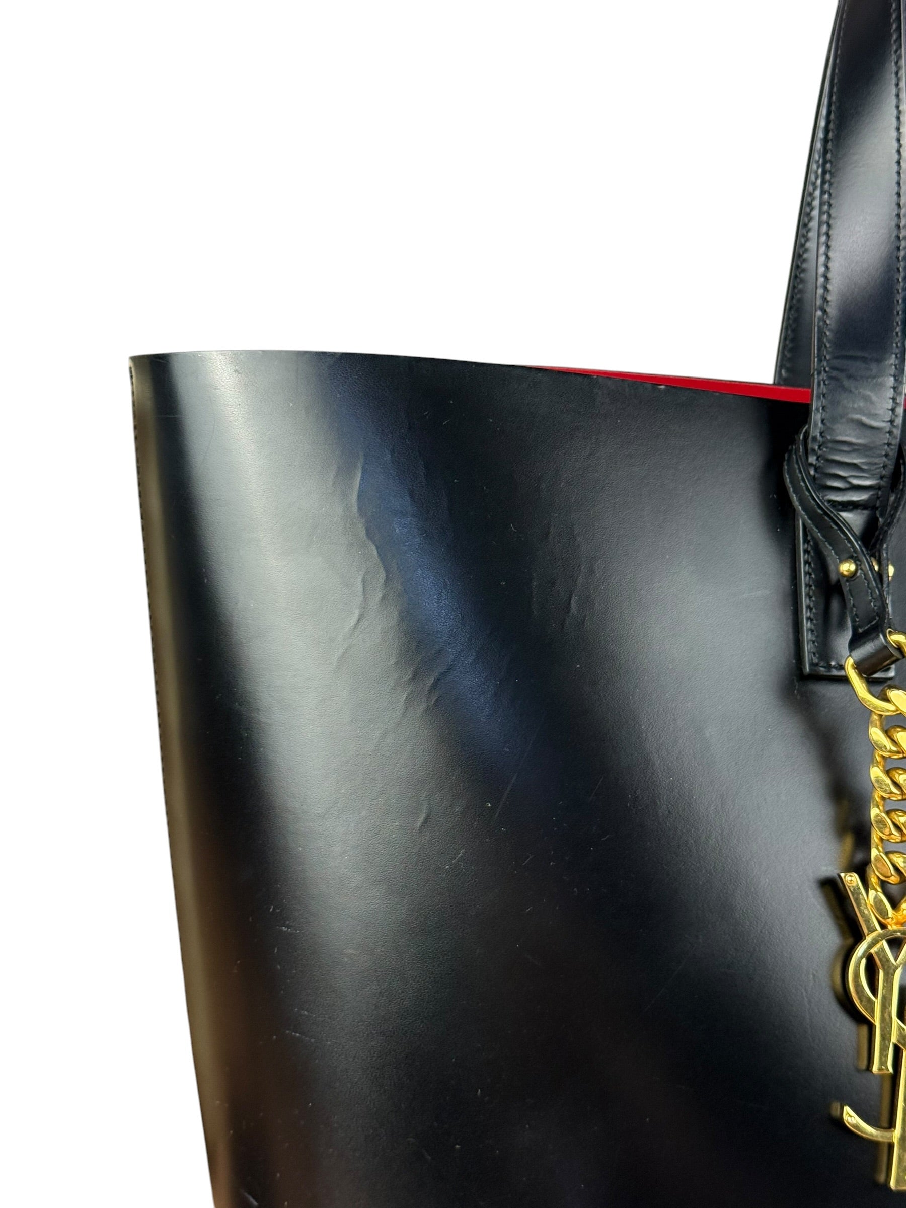 Saint Laurent Black Leather Shopping Tote Bag