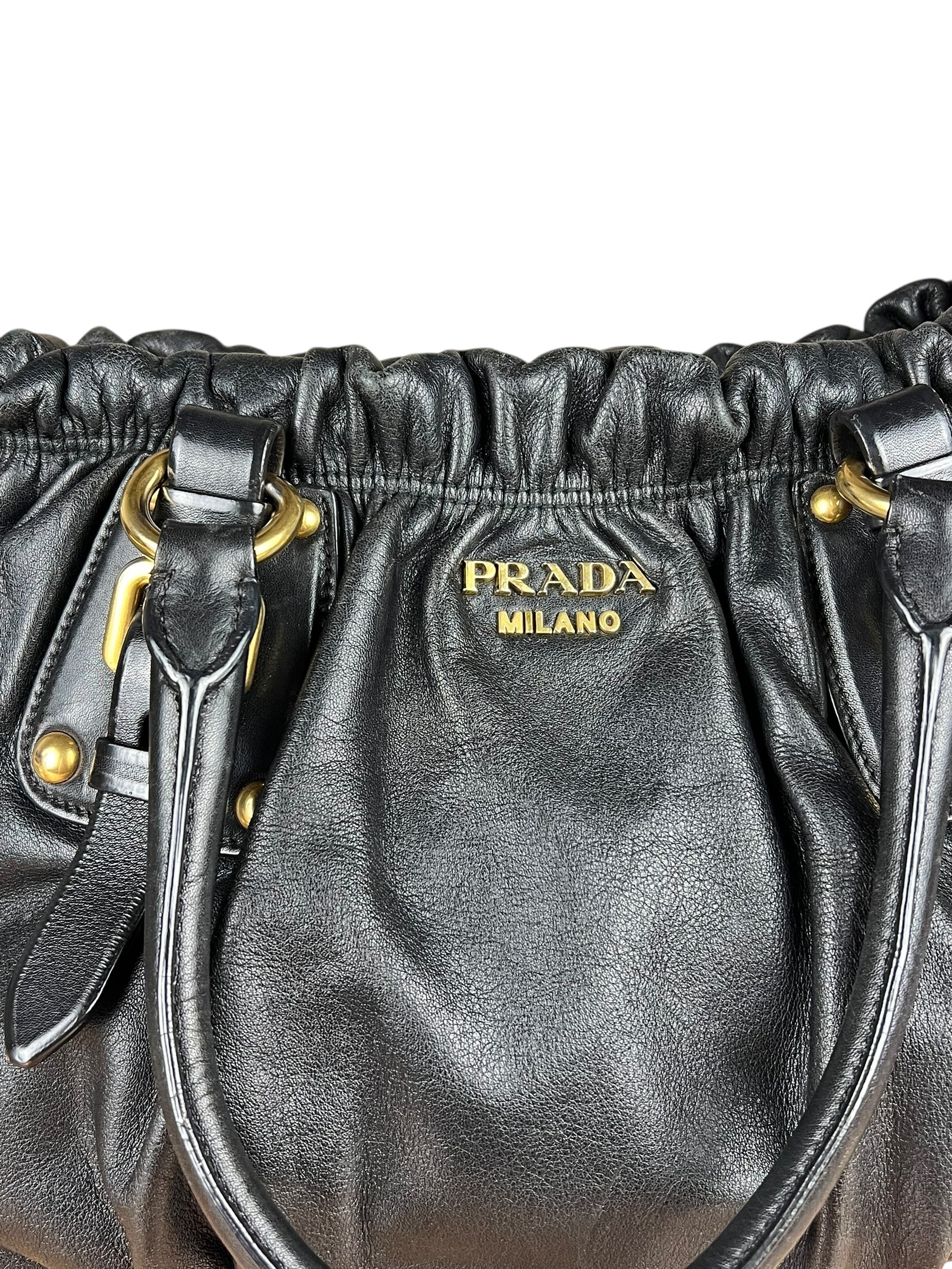 Prada Black Leather Vitello Daino Handbag
