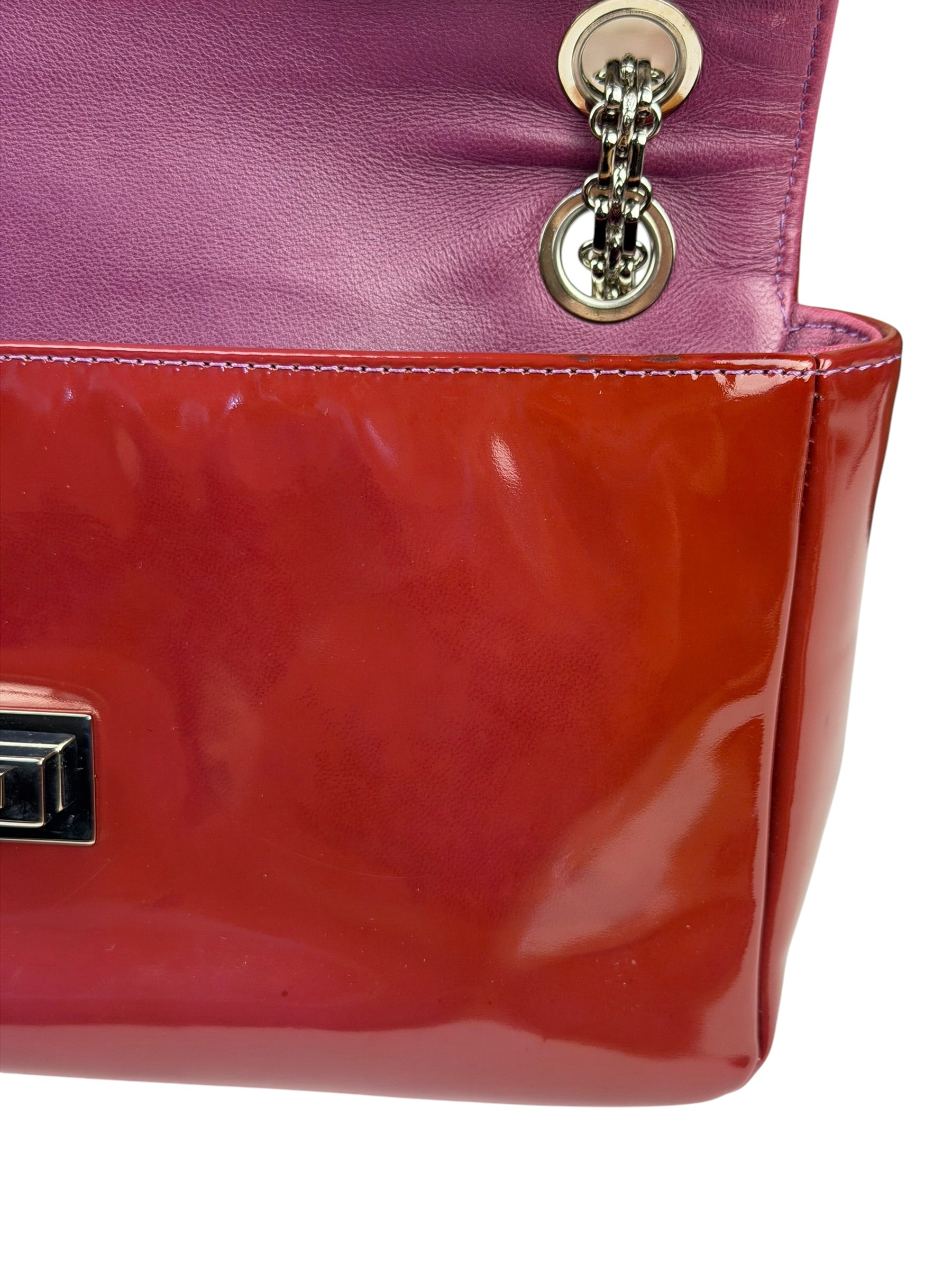 Chanel Burgundy Patent Leather Mademoiselle Bijoux Chain Flap Bag 2008