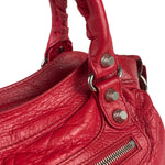 Balenciaga Red Leather Motocross City Two-Way Bag