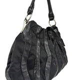 Prada Black Tessuto Nylon/Leather Waves Shoulder Bag