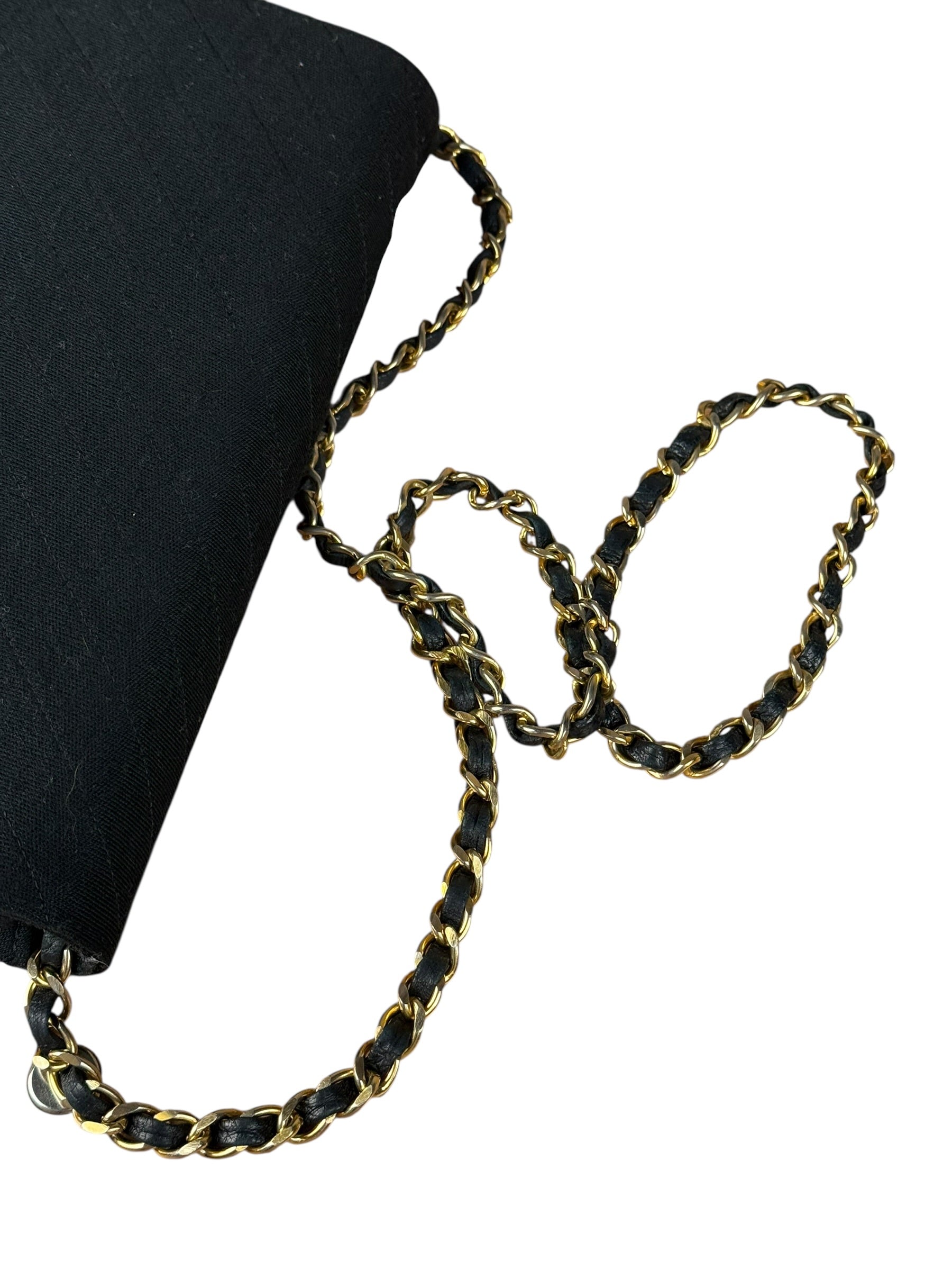Chanel Vintage Black Cotton Quilted Flap Bag