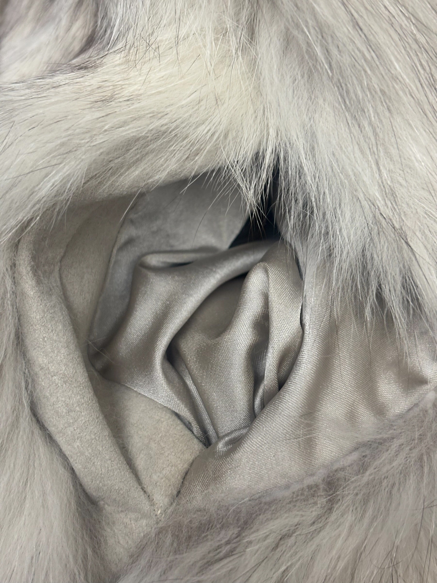Saga White/Grey Fox Fur Coat