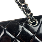 Chanel Black Patent Leather Quilted Leather Double Flap Jumbo Bag 2012