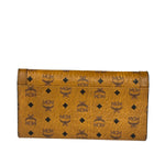 MCM Brown Leather Monogram Studded Long Wallet On Chain