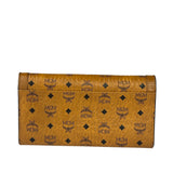 MCM Brown Leather Monogram Studded Long Wallet On Chain