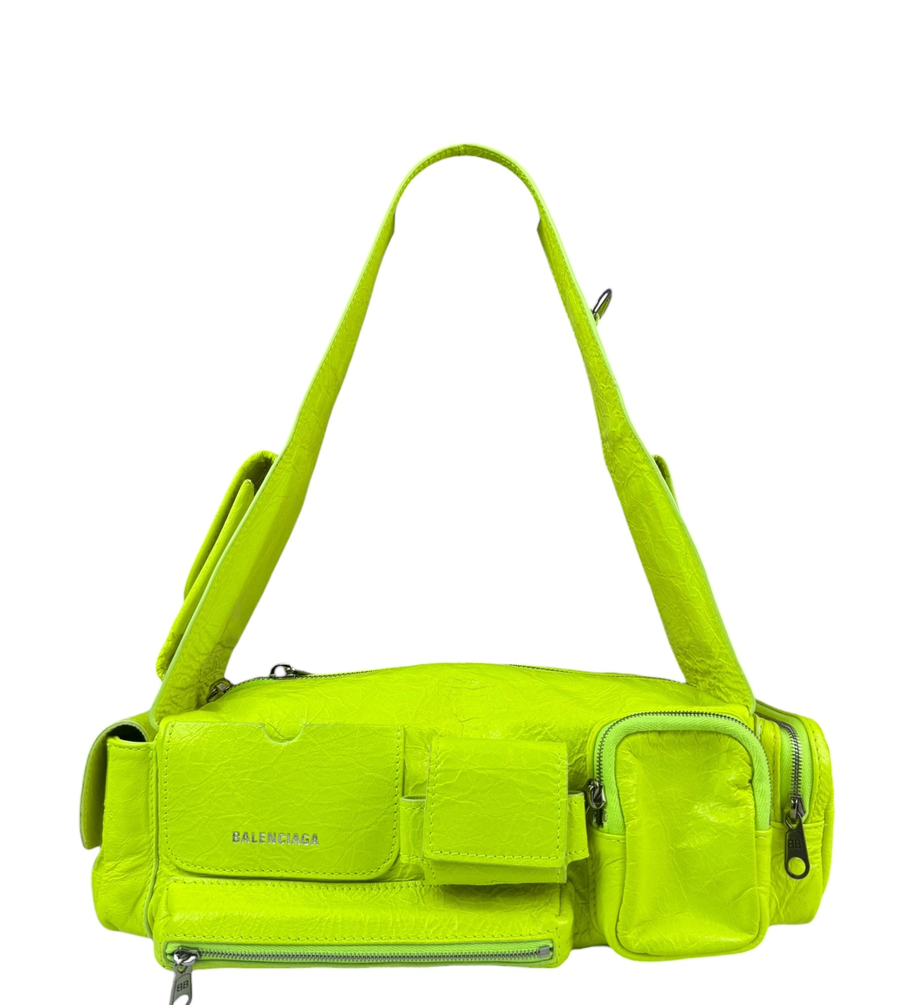 Balenciaga Fluo Yellow Leather Super Busy XS Sling Bag