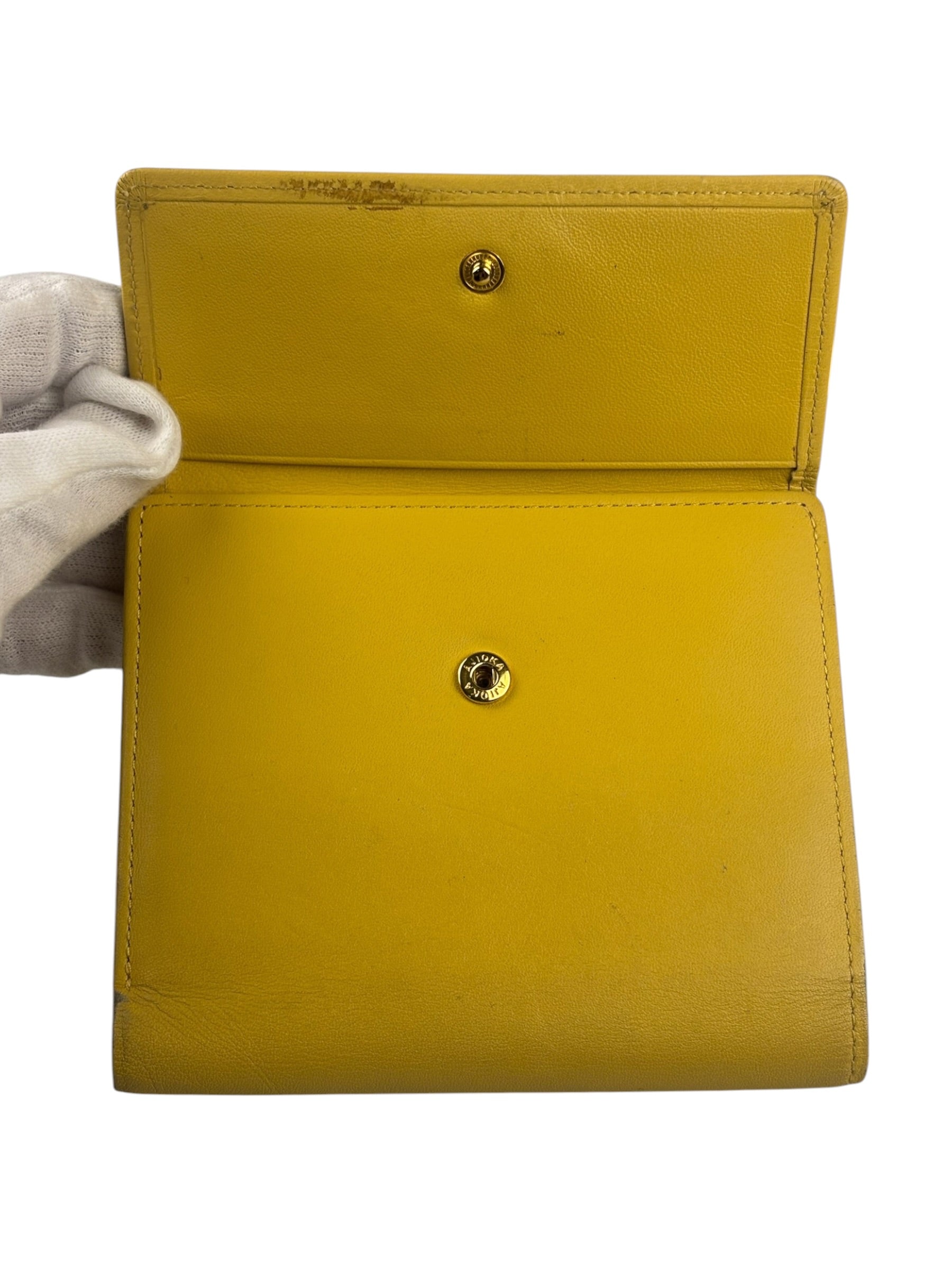 Yves Saint Laurent Yellow Leather Square Compact Wallet