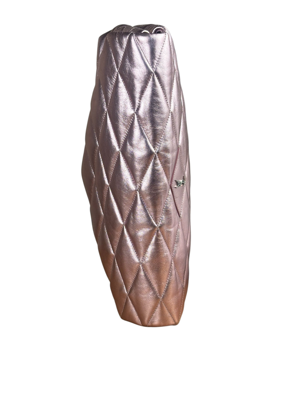 YSL Metallic Pink Quilted Lambskin LargeSade Puffer Envelope Clutch