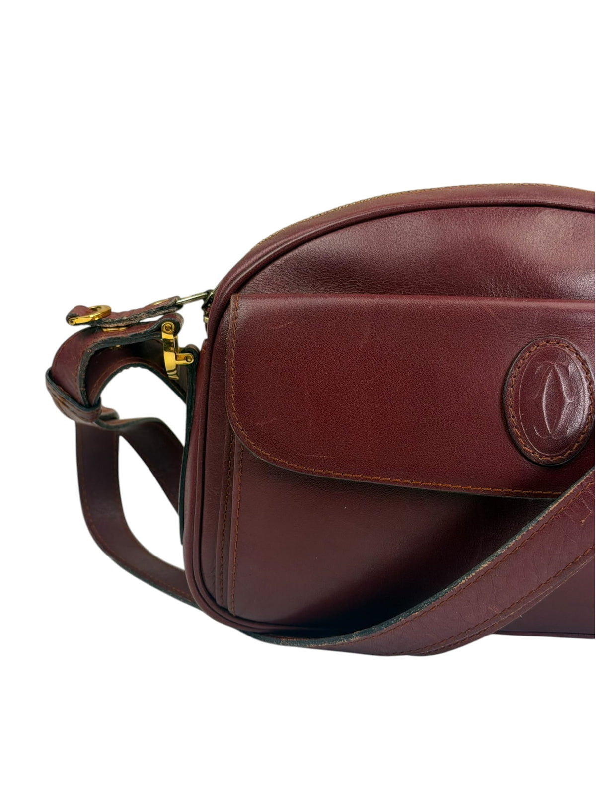 Cartier Burgundy Leather Must Line Camera Bag