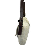 Fendi Cream/Brown Leather Trim Zucca Baguette