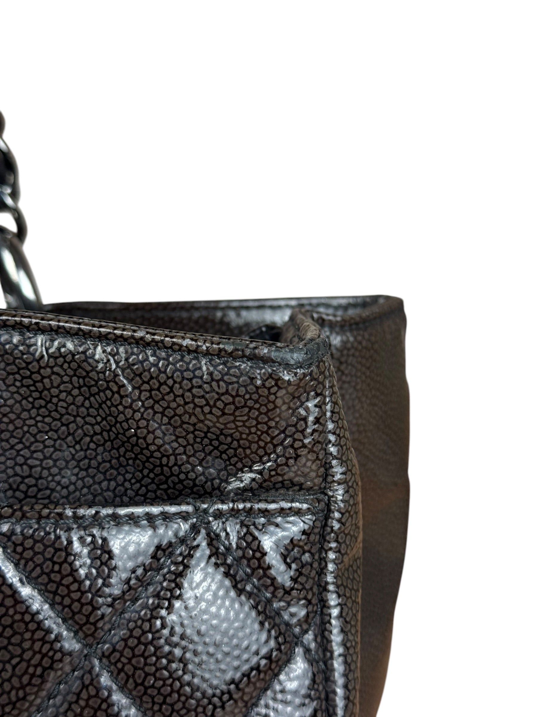 Chanel Black/Grey Textured Patent 2.55 Reissue Chain Tote