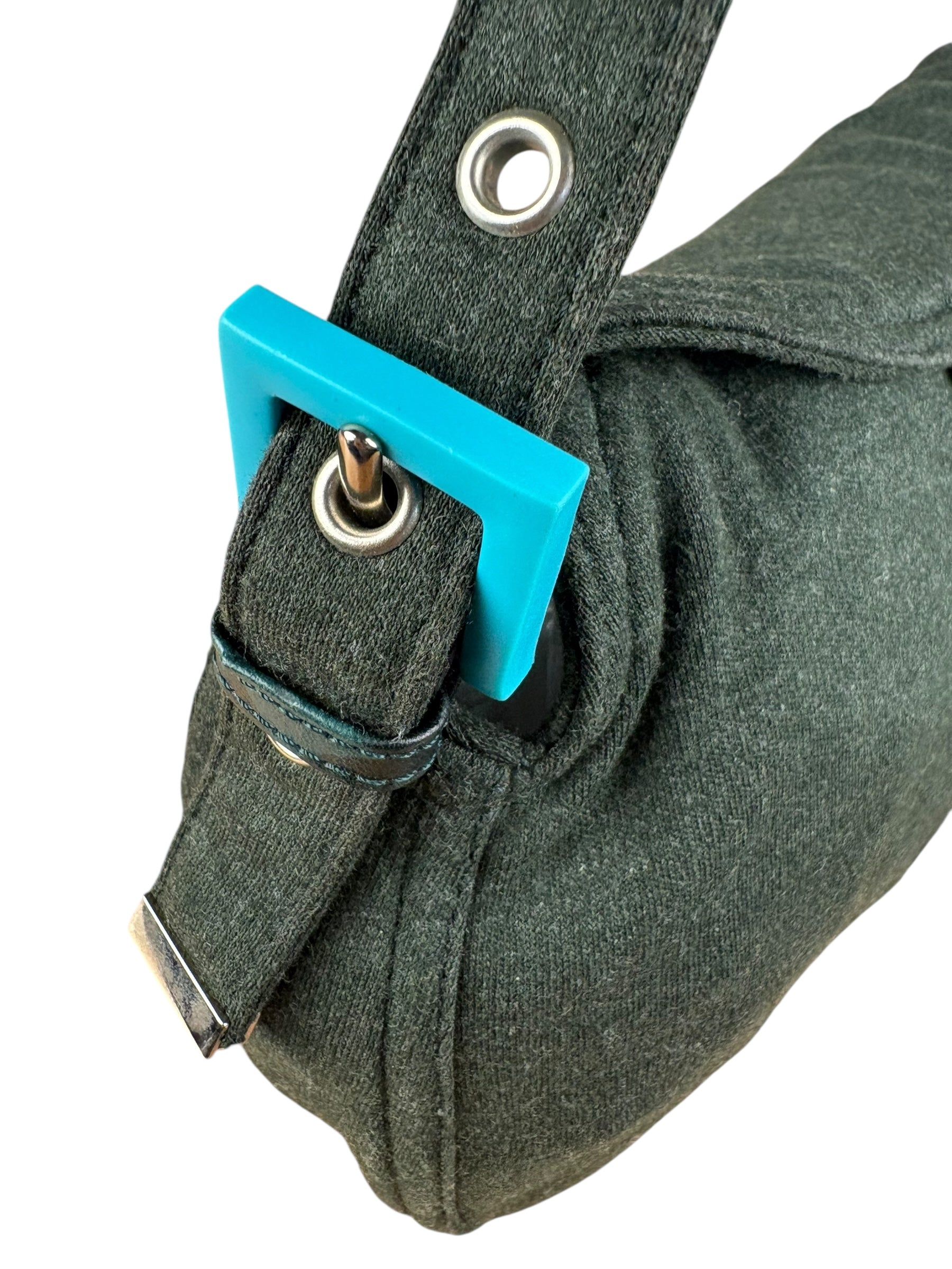 Fendi Green FF Cotton Baguette