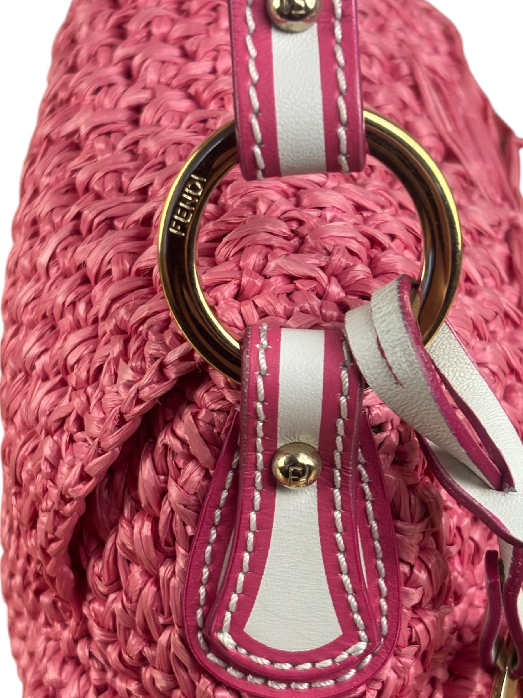 Fendi Pink Raffia Mini Chef Bag