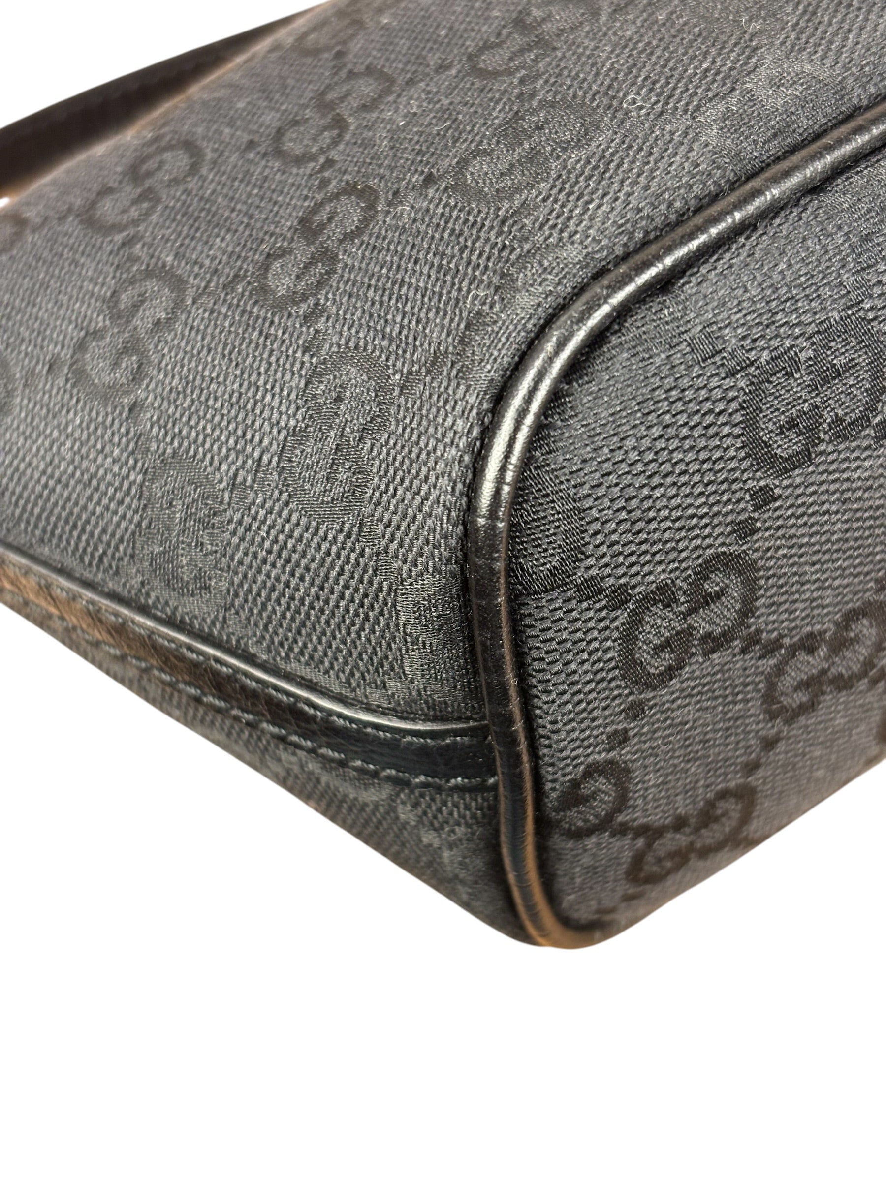Gucci GG Vintage Black Canvas Monogram Boat Pochette