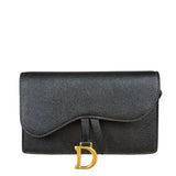Christian Dior Black Grained Leather Saddle Belt Bag