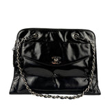 Chanel Vintage Black Patent Leather Envelope Chain Shoulder Bag 1998