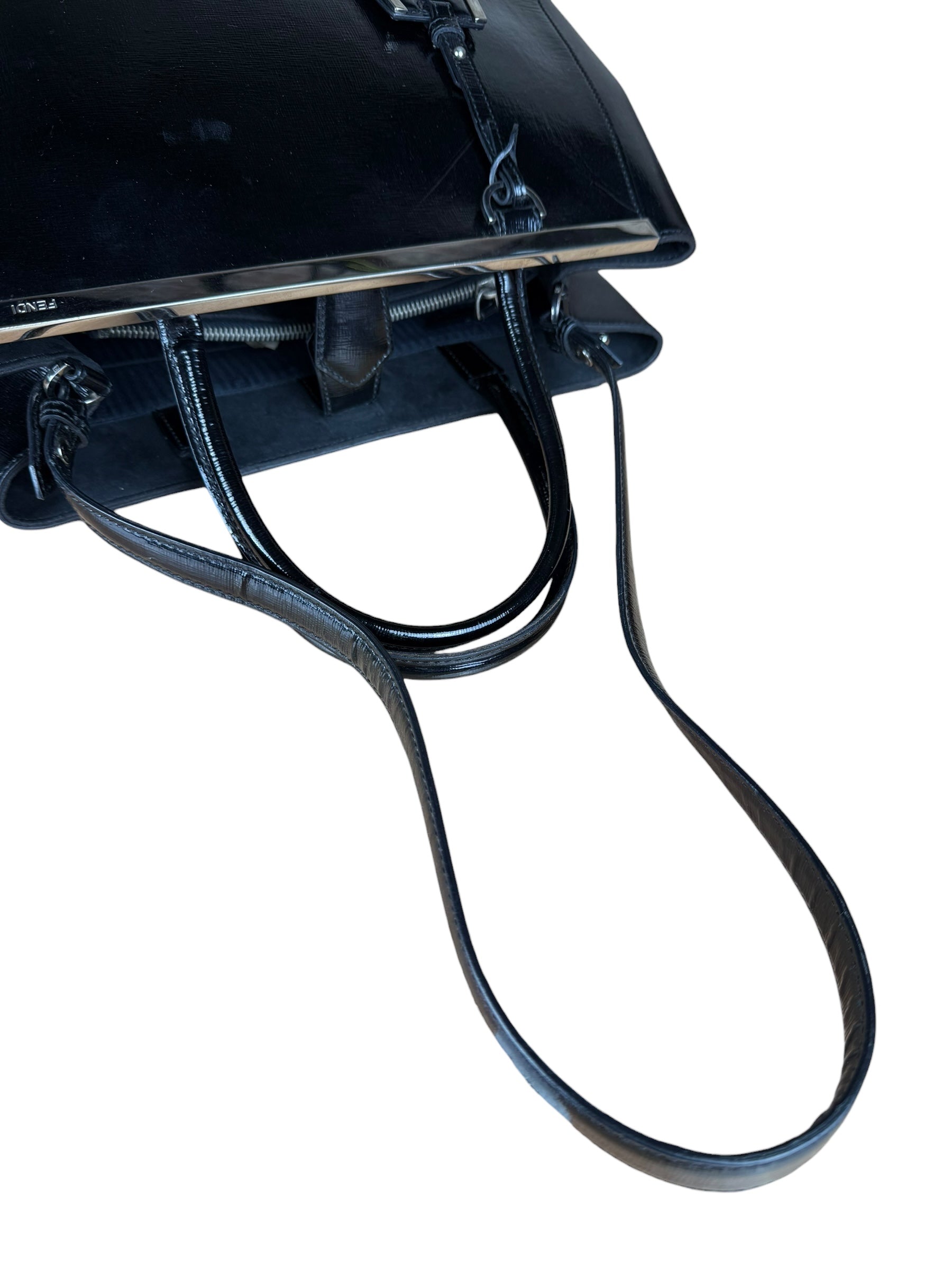 Fendi Black Patent Leather 2Jours Handbag