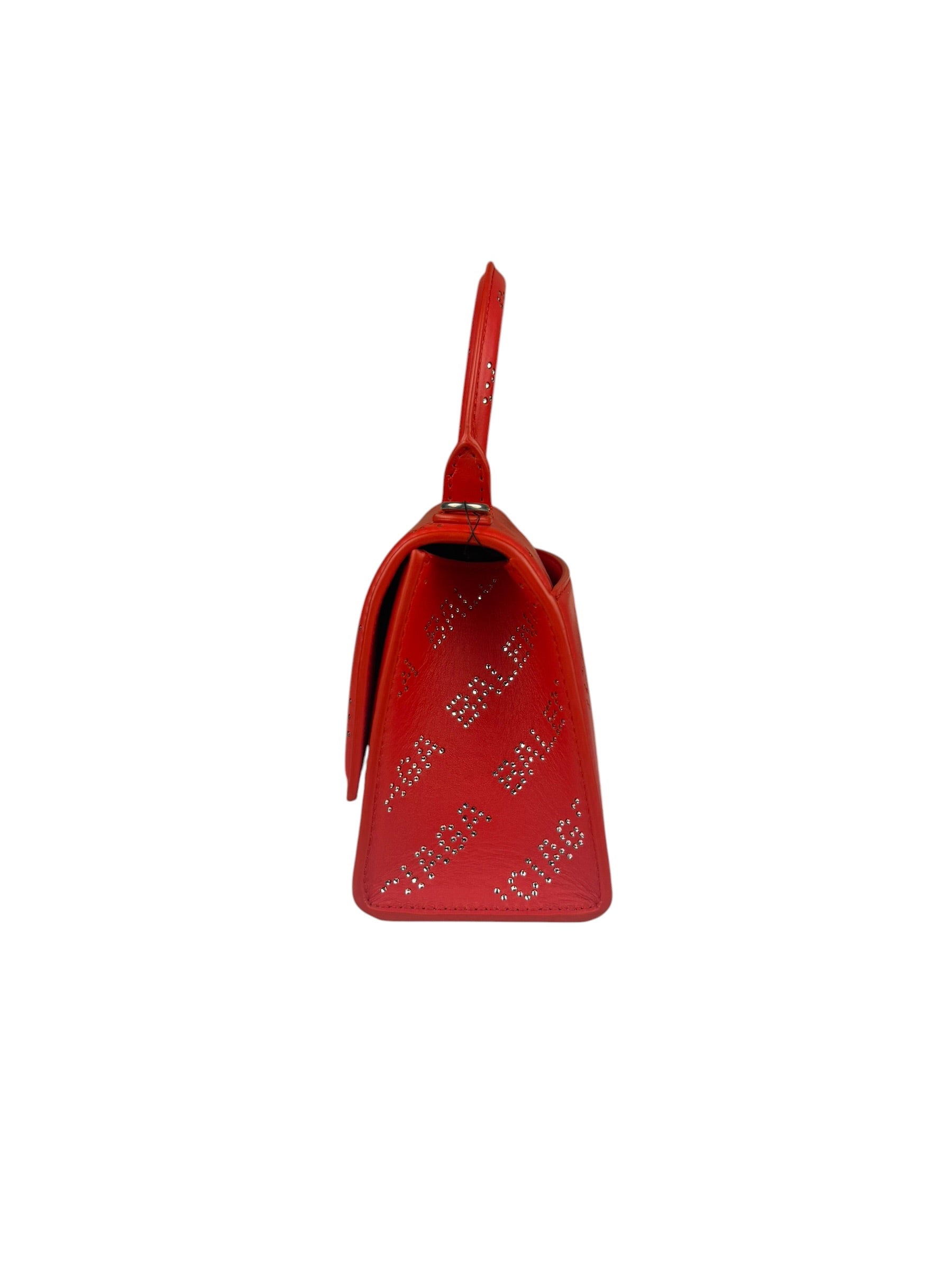 Balenciaga Red Leather Hourglass XS Rhinestones Two-Way Bag