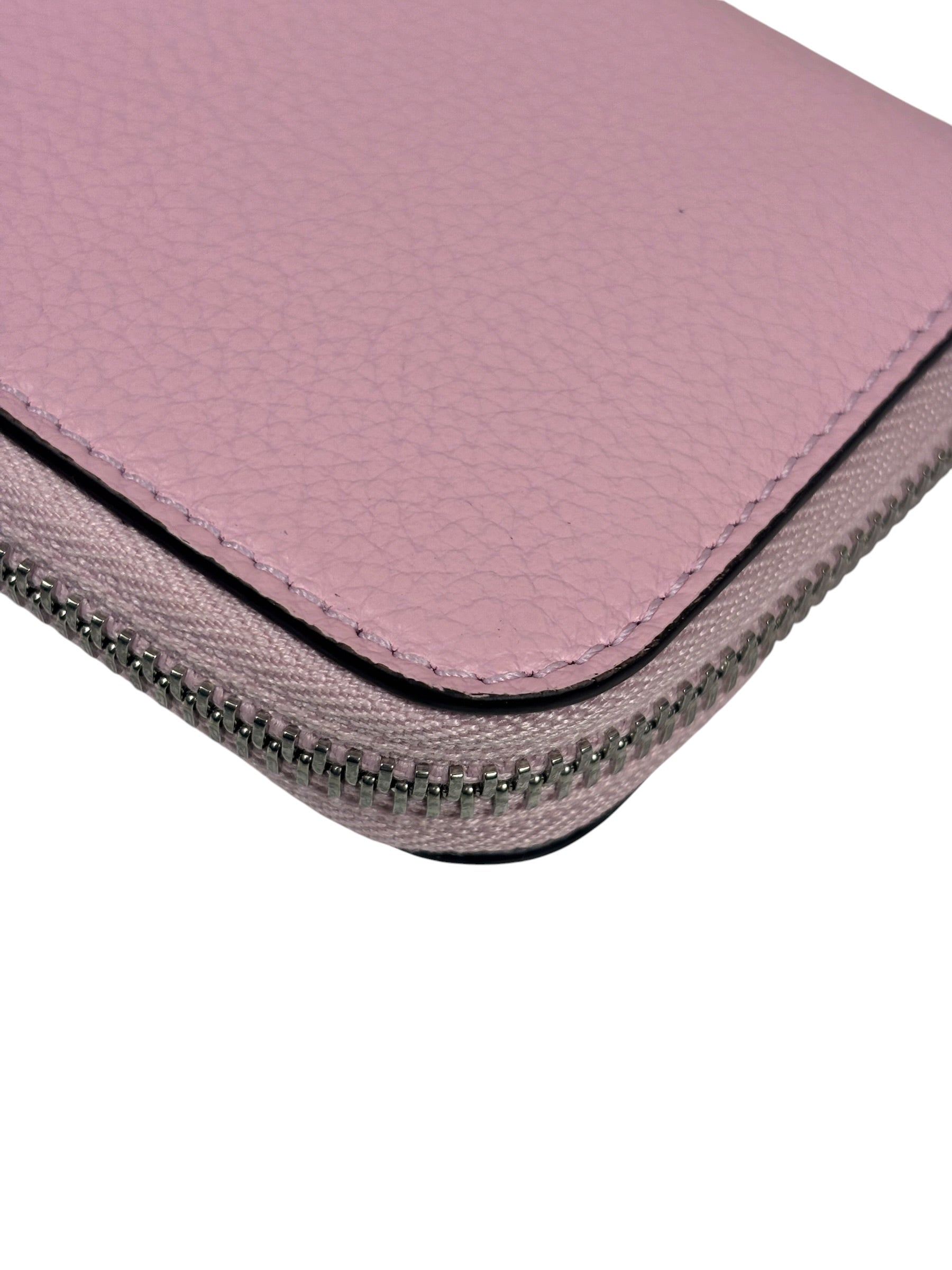 Salvatore Ferragamo Bubble Gum Calfskin Compact Zip-Around Wallet