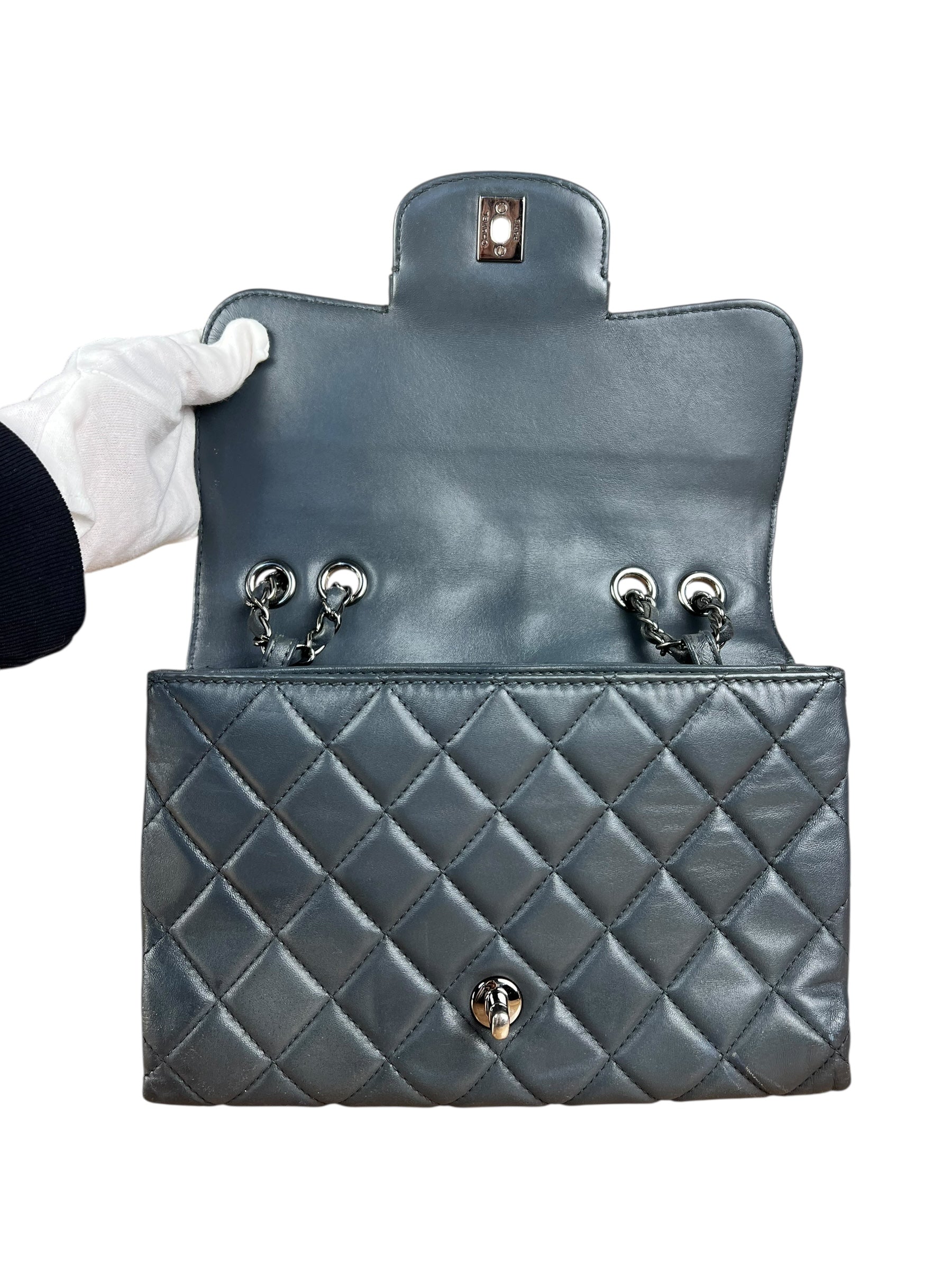 Chanel Dark Grey Quilted Leather Loop Flap Bag 2014