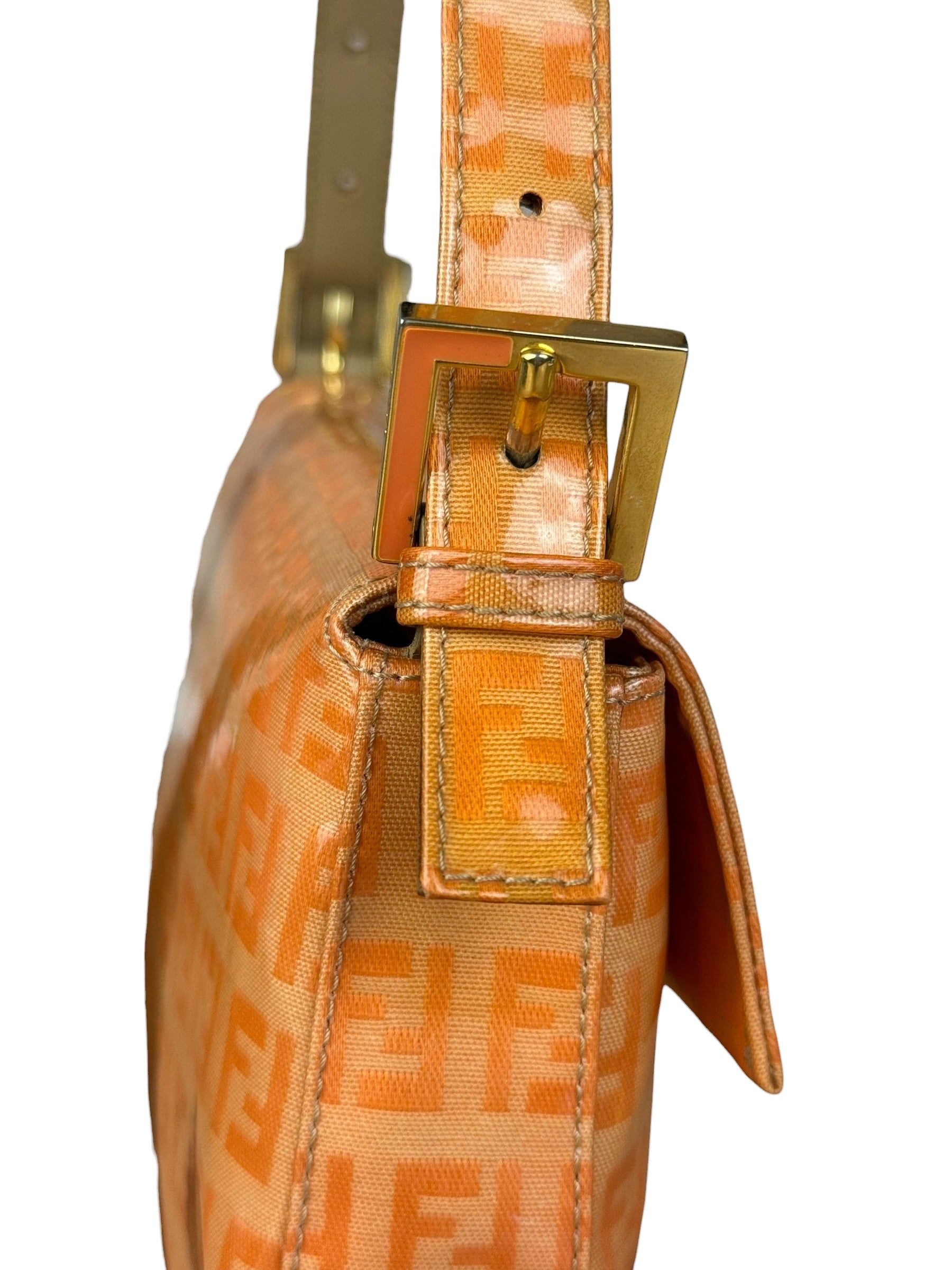 Fendi Vintage Orange Zucca Mamma FF Monogram Baguette