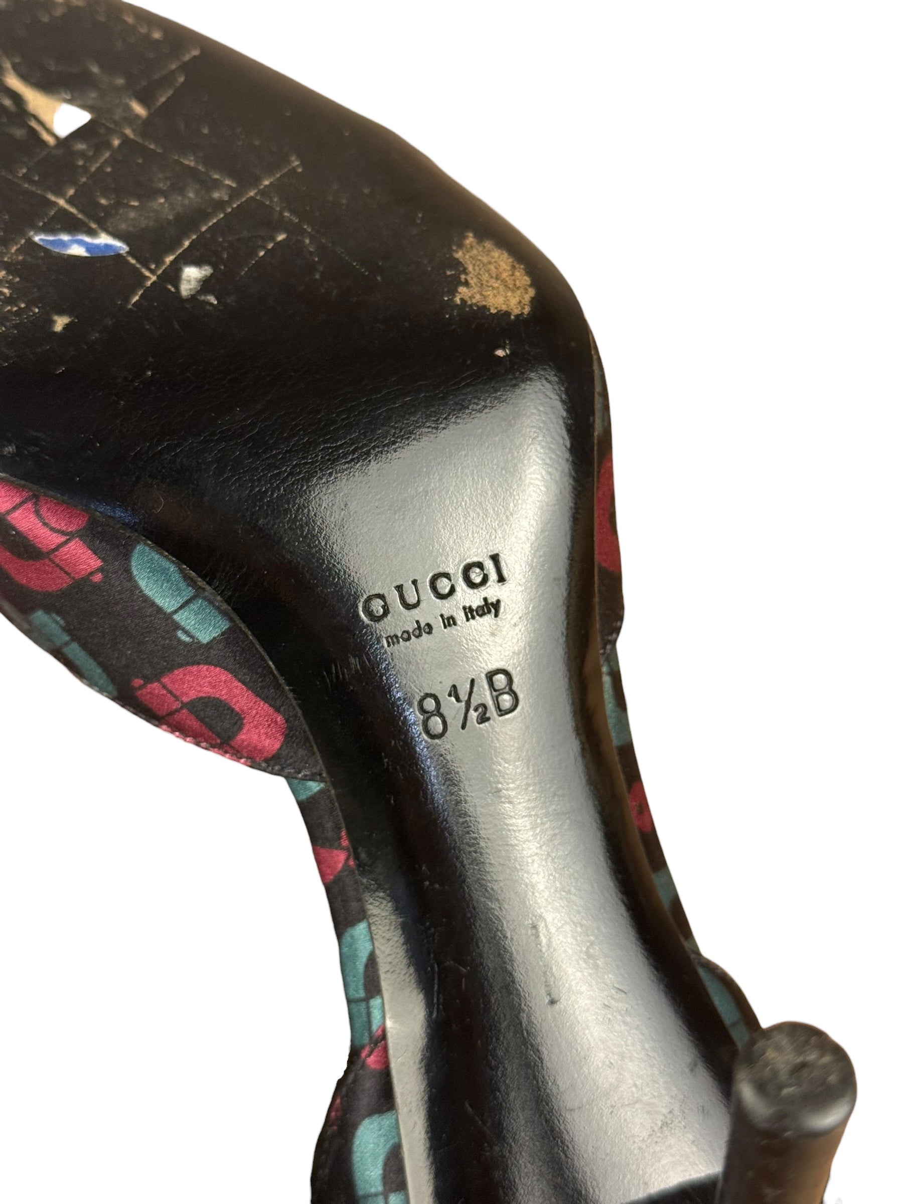 Gucci Vintage Horsebit Open Toe Pumps